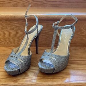 Silver platform shoes worn once